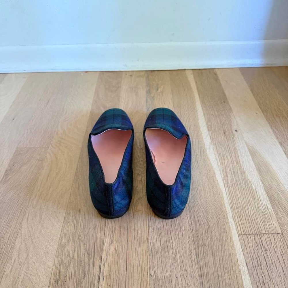 J Crew blue and green preppy plaid loafers - Picture 5 of 6
